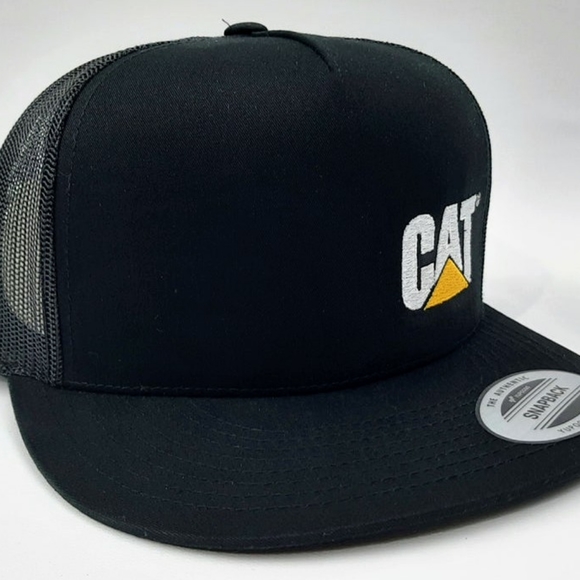 Cat Diesel Power Embroidered Flat bill Trucker Mesh Snapback Cap Hat Gorra Retro - Picture 8 of 8